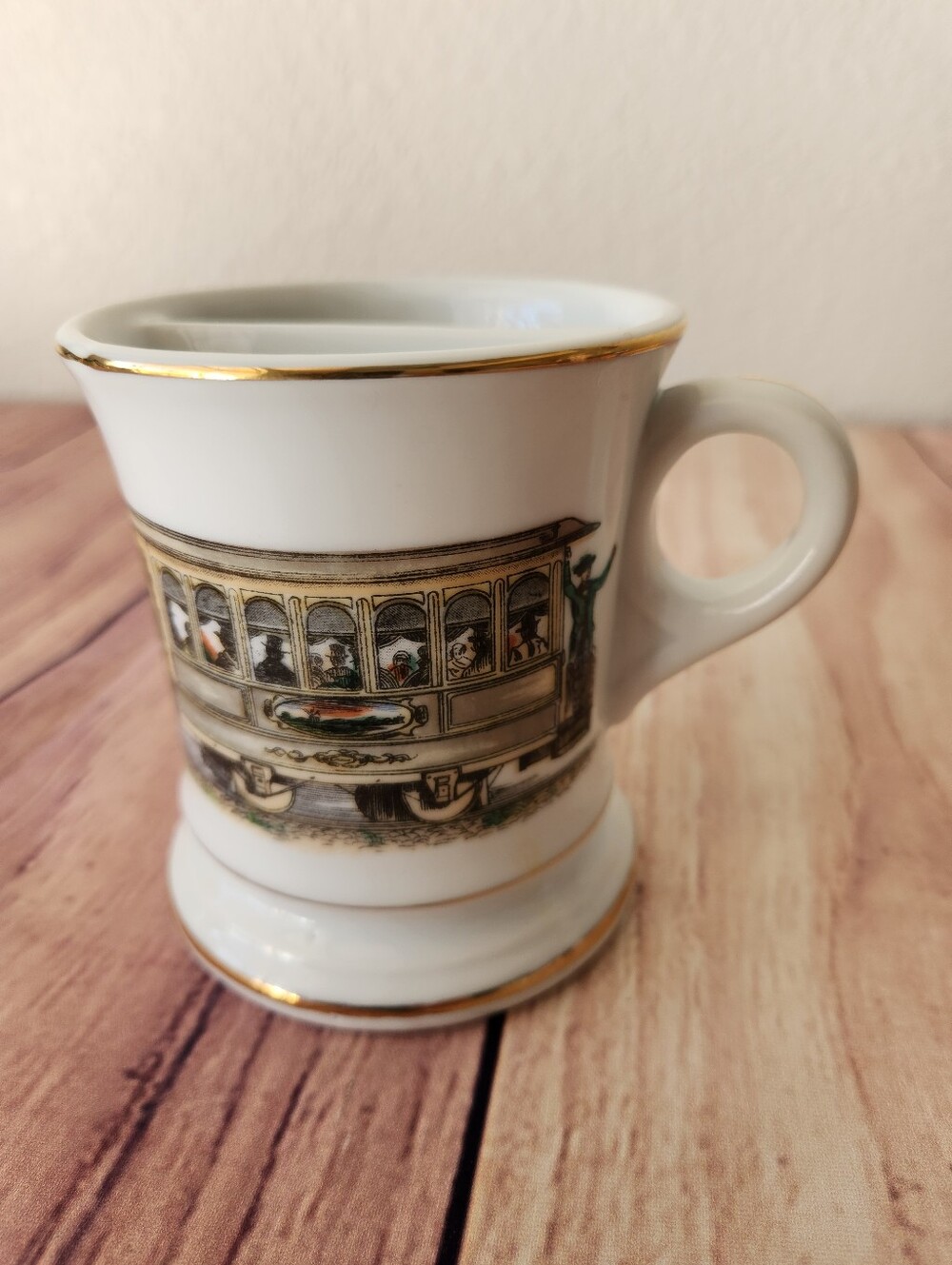 Antique Vintage Victorian Horse Drawn Omnibus shaving mug